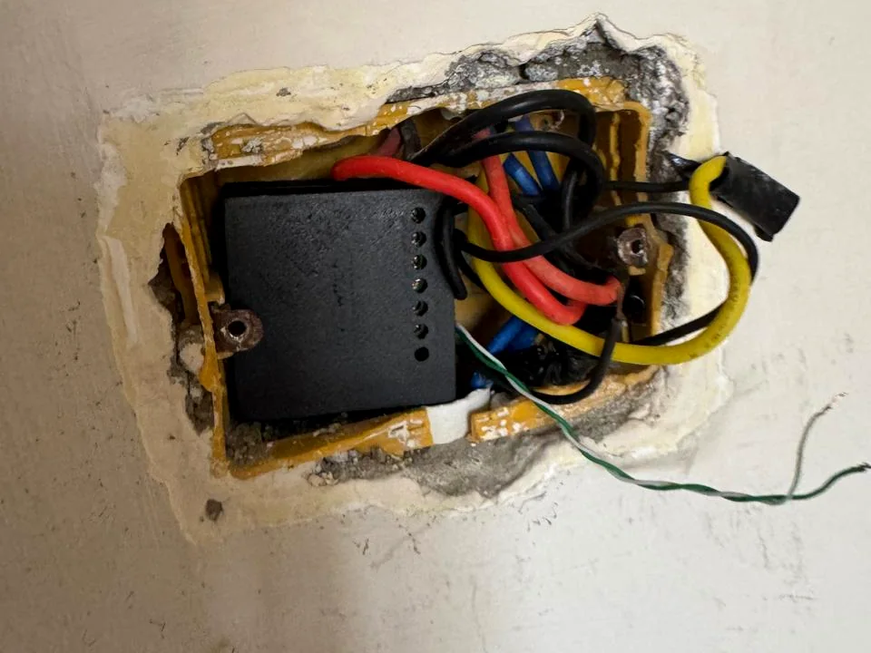 InviSwitch prototype installed inside an existing wall box